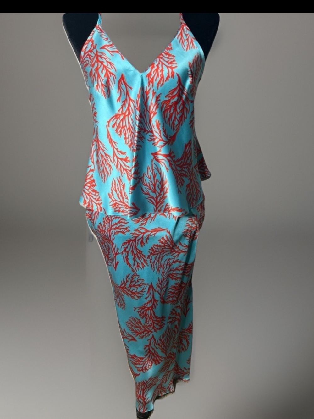 Tracy James Bella skirt coral reef silk MSRP $425 small